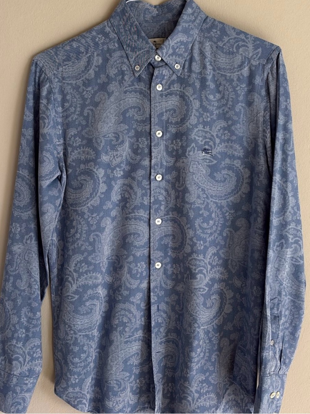 ETRO MILANO Men's Blue Paisley Button-Down Shirt